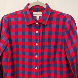 J. Crew Men's Red and Blue Checkered Shirt